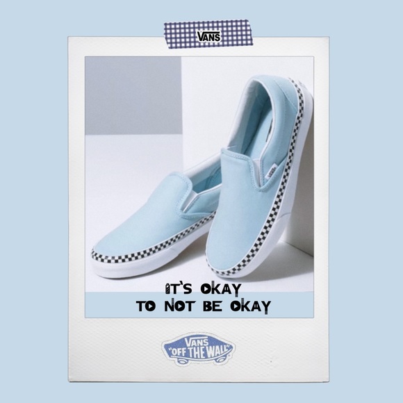 VANS BLUE CHECK FOXING SLIP ONS - Picture 6 of 6